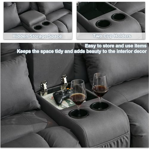 SAMERY 65.5" RV Loveseat Recliner with Console, Beige O29463