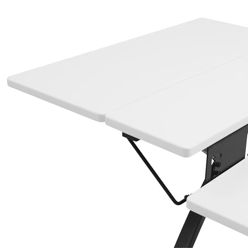 Sew Ready Comet Plus Sewing Table with Storage Drawer and Shelves, Black/White B263