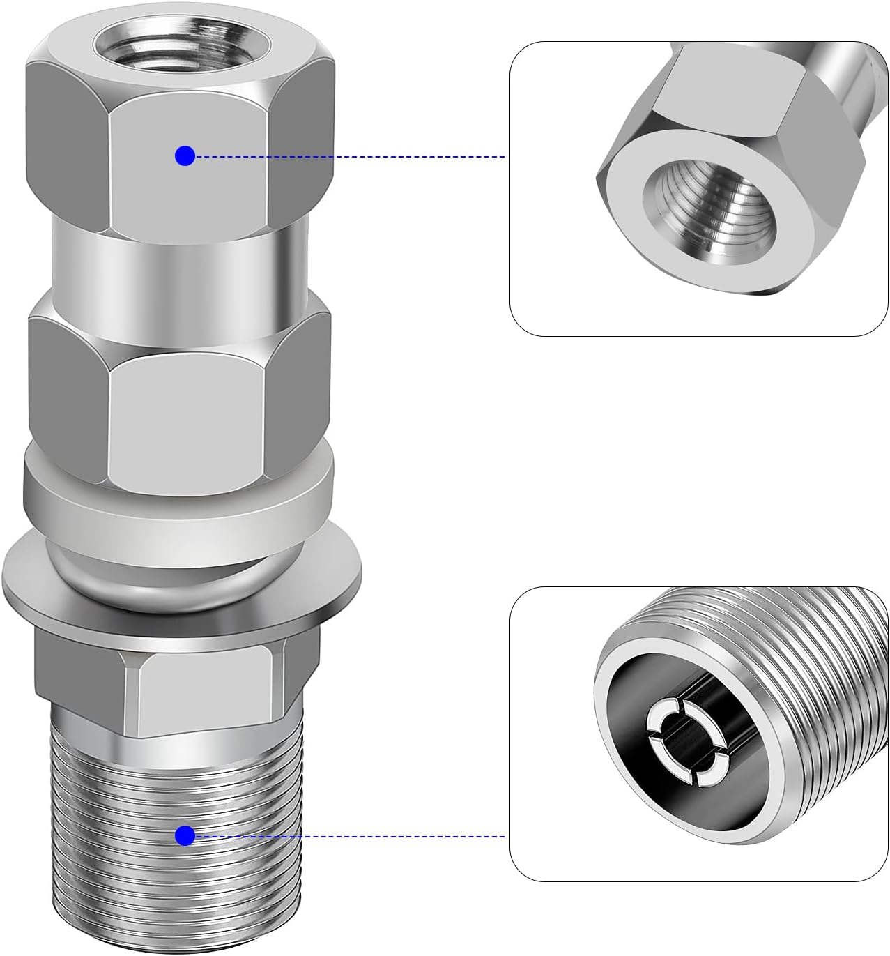 Universal Heavy Duty CB Antenna SO-239 Stud Mount, 3/8 x 24 Threaded Adapter M2033