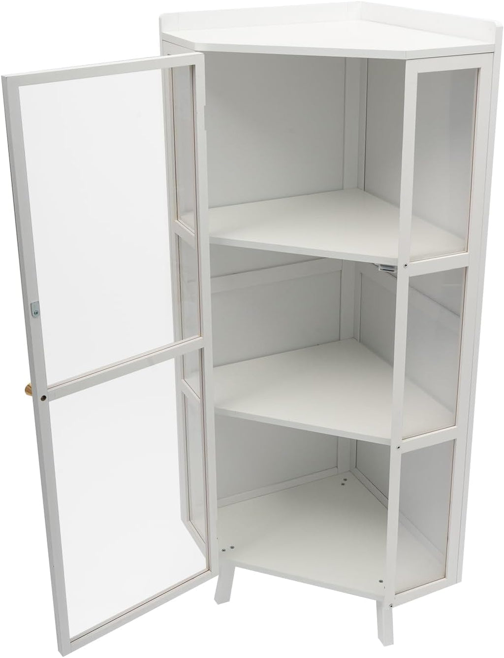 Corner Cabinet 3-Tier Floor Storage with Door White B6137