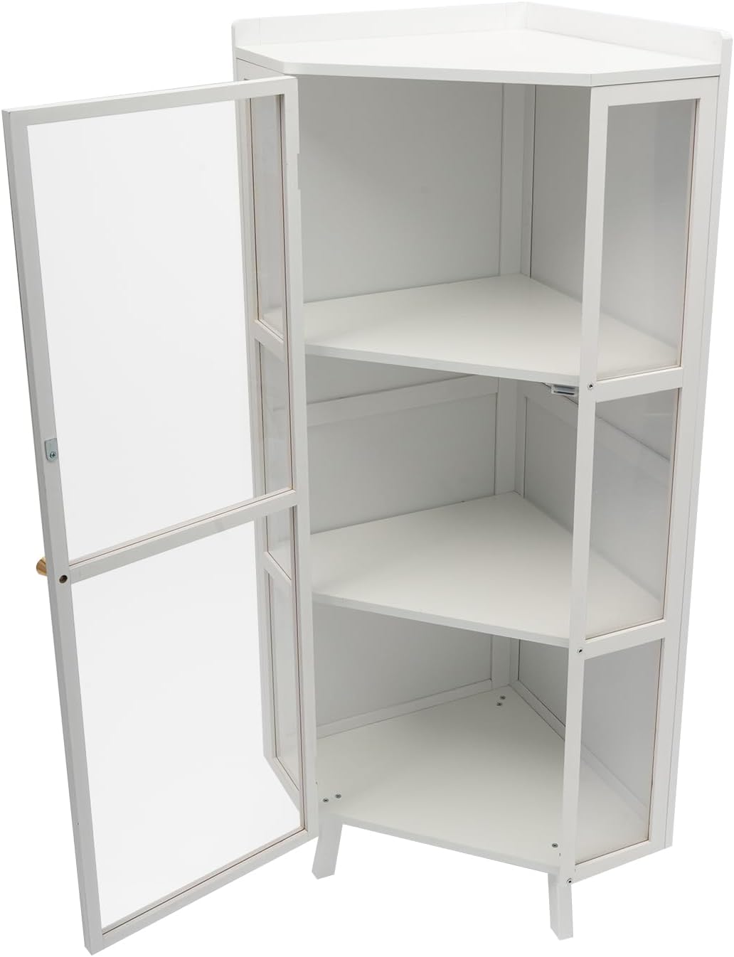 Corner Cabinet 3-Tier Floor Storage with Door White B6137
