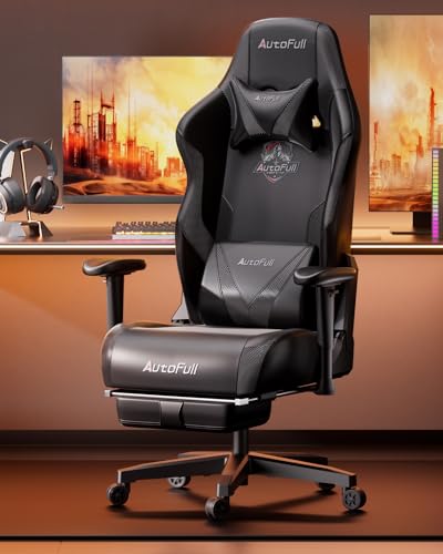 AutoFull C3 Gaming Chair with Ergonomic Cushion, PU Leather, Footrest and Lumbar Support I3745