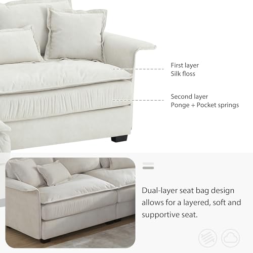 PURLOVE Convertible Sectional Sofa Couch with Ottoman, Dark Grey M889656