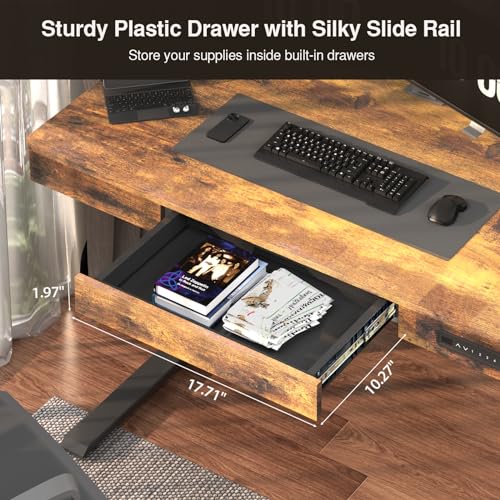 Height Adjustable Electric Standing Desk 48 x 24 Inches Sit Stand Desk Wood Workstation for Home Office P3325