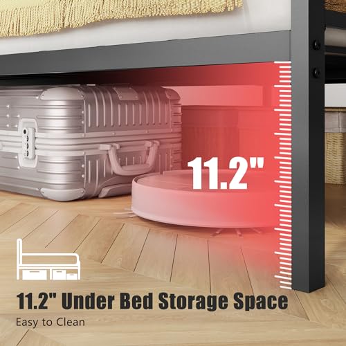 Vintage Brown Bed Frame with LED Light and Charging Station E94634