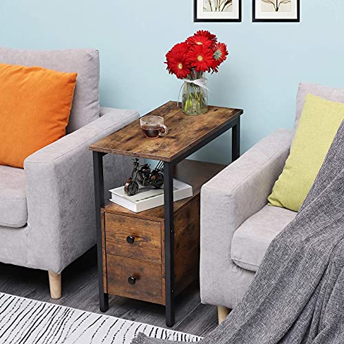 Narrow Side Table with Drawer and Open Shelf, Nightstand for Small Spaces X935754