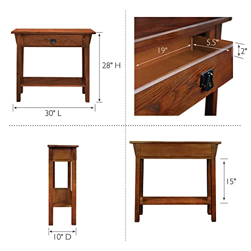 Leick Home 8233 Mission Console Table, Solid Wood, Medium Oak Finish X7801