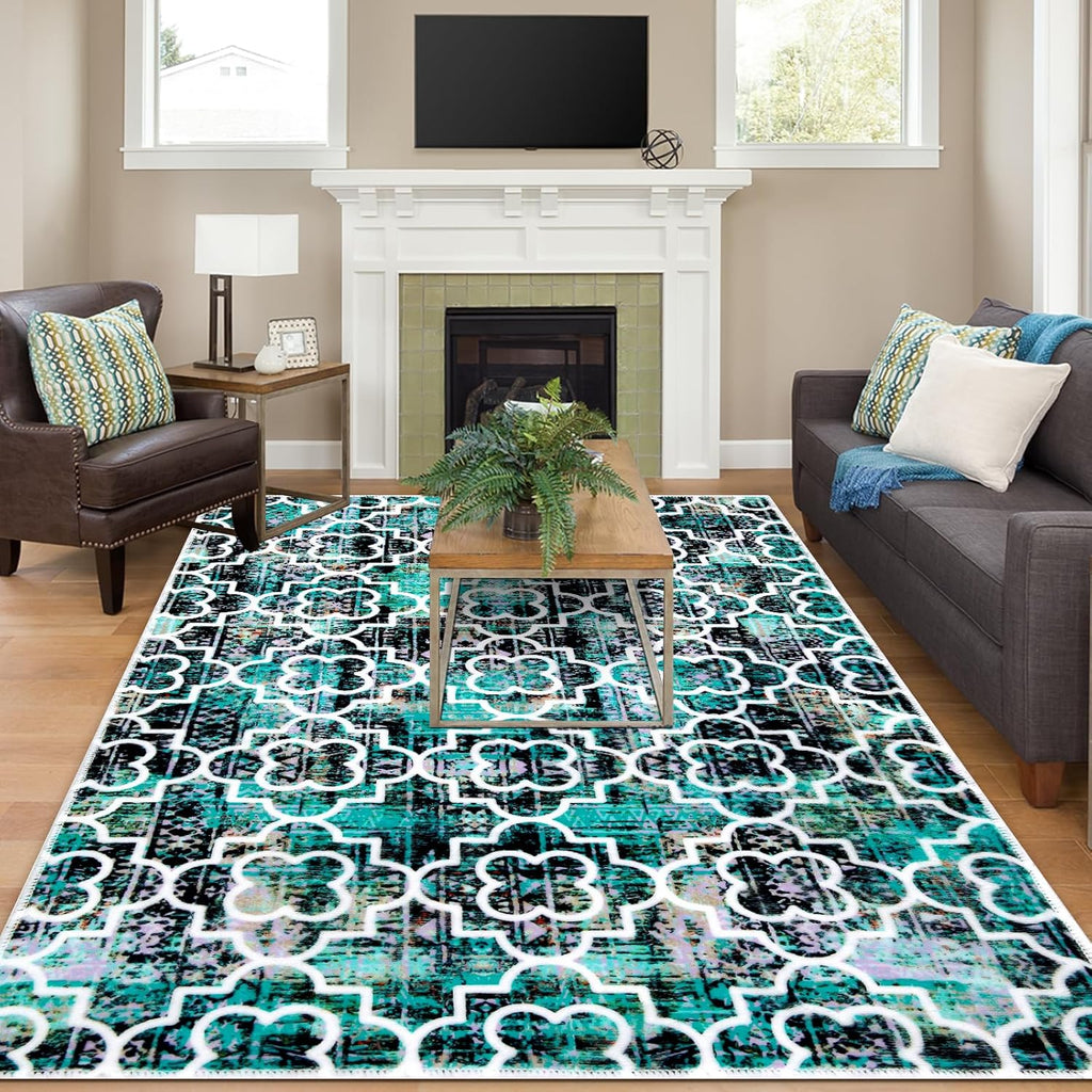 Washable Area Rug 5x7 Non-Slip for Living Room A3960