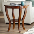 Patterson II Farmhouse Rustic Cherry Wood Round Accent Side End Table 26" Wide Natural Grain Curving Legs for Spaces Living Room Home House Entryway Balcony Bedroom Office
