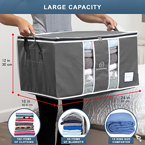 Clothes Storage Bag Organizer with Zippers, Clear Window, 3 Pack Grey K4051