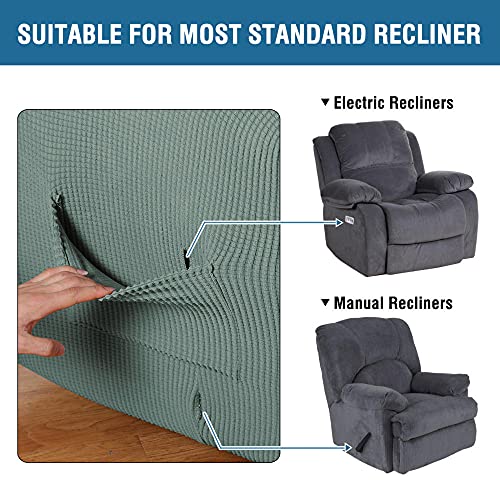 Stretch Recliner Chair Cover with Pockets White Single Seat Y225091