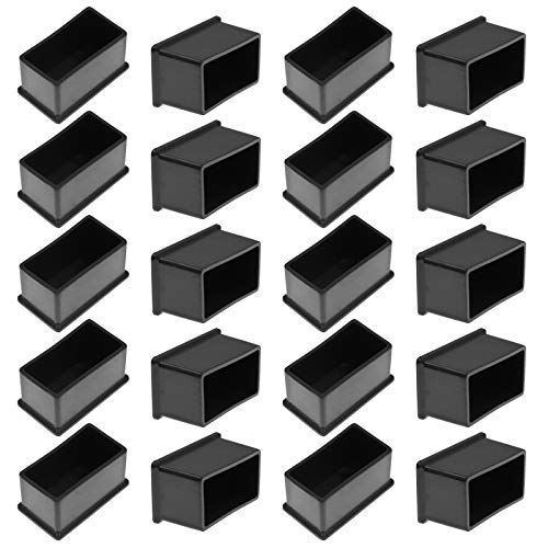 20Pcs Rectangle Rubber Furniture Leg Caps (3/4" x 1-1/2"), Vinyl Flexible Chair Leg Floor Protectors for Patio Indoor Chair Table Bed, 19 x 39mm