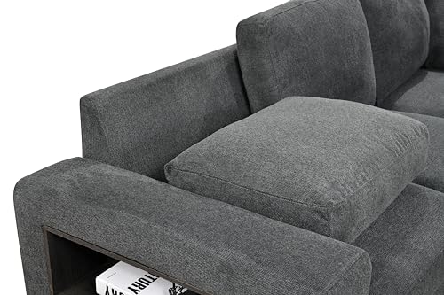 roomfitters 125'' U Shaped 7 Seat Sectional Sofa Couch with Storage, Light Gray J9659