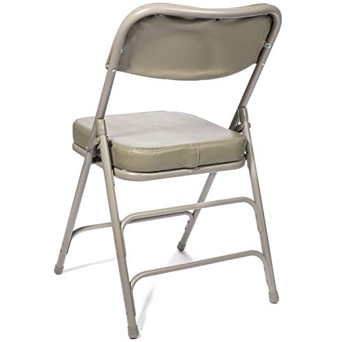 Vinyl Upholstered Folding Chair (2 Pack) - Heavy Duty, 300 lb Tested, Beige V42783