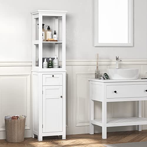 Spirich Home Bathroom Freestanding Storage Cabinet with Two Tier Shelves, White Q83842