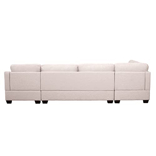 Modern U-Shape Sectional Sofa with Double Chaise Lounge, Beige H5039