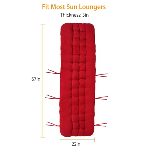 iMounTEK Sun Lounge Chair Cushions 67 in Patio High Back Recliner with Ties H6504