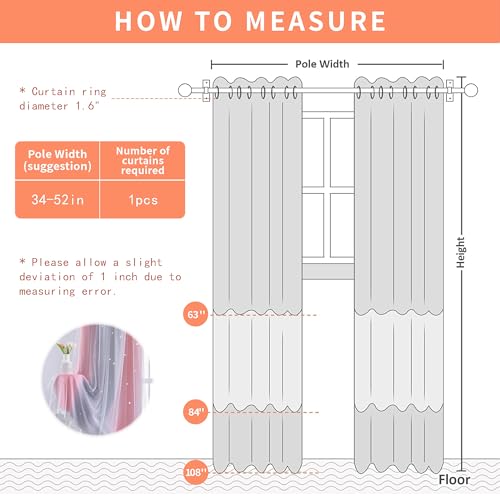 XiDi Blackout Curtains for Girls Bedroom, Rainbow Unicorn Pink Ombre, 63 Inches Long, 2 Panels H603405