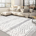 9x12 Area Rug Living Room Rugs: Large Soft Machine Washable Boho Moroccan Farmhouse Neutral Stain Resistant Indoor Floor Rug Carpet for Bedroom Under Dining Table Home Office House Decor - Grey