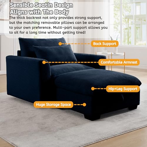 Corduroy Oversized Accent Chair with Storage Ottoman E4143