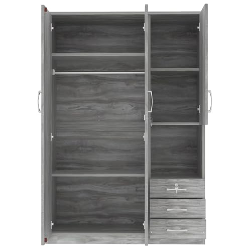 Merax Armoire Wardrobe Closet with Shelves and Hanging Rod, Grey G72151