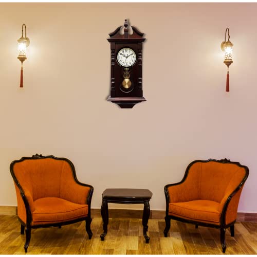 Grandfather Wall Clock Battery Operated Wood Pendulum with Westminster Chime K83714