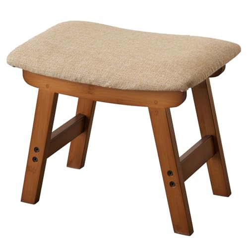 Bamboo Foot Stool Under Desk with Black Legs, Beige Surface Q1724