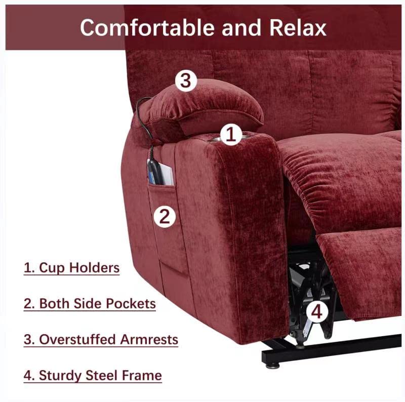Electric Power Lift Recliner Chair Dual Motor Massage Heated for Elder O23839