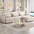 Living Room Furniture Sets, Oversized 114" Convertible Sectional Sofa,5-Seat L-Shaped Couch with Movable Ottoman and USB,Extra Comfy Upholstered Cloud for Large Space Apartment Office, Beige