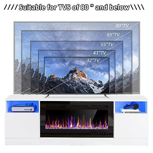 70" Fireplace TV Stand with 36" Electric Fireplace, Black B38934