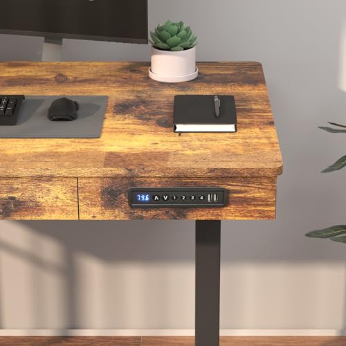 Height Adjustable Electric Standing Desk 48 x 24 Inches Sit Stand Desk Wood Workstation for Home Office P3325