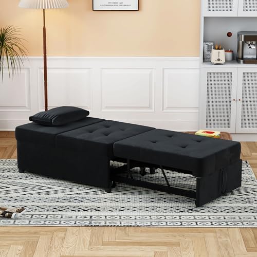 NLIBOOMLife Convertible Chair Bed Sleeper Pu Leather Single Sofa Ottoman Y491