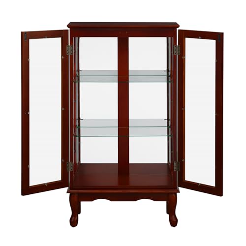 TRIPLE TREE Lighted Display Cabinet with Glass Doors, Oak I94774