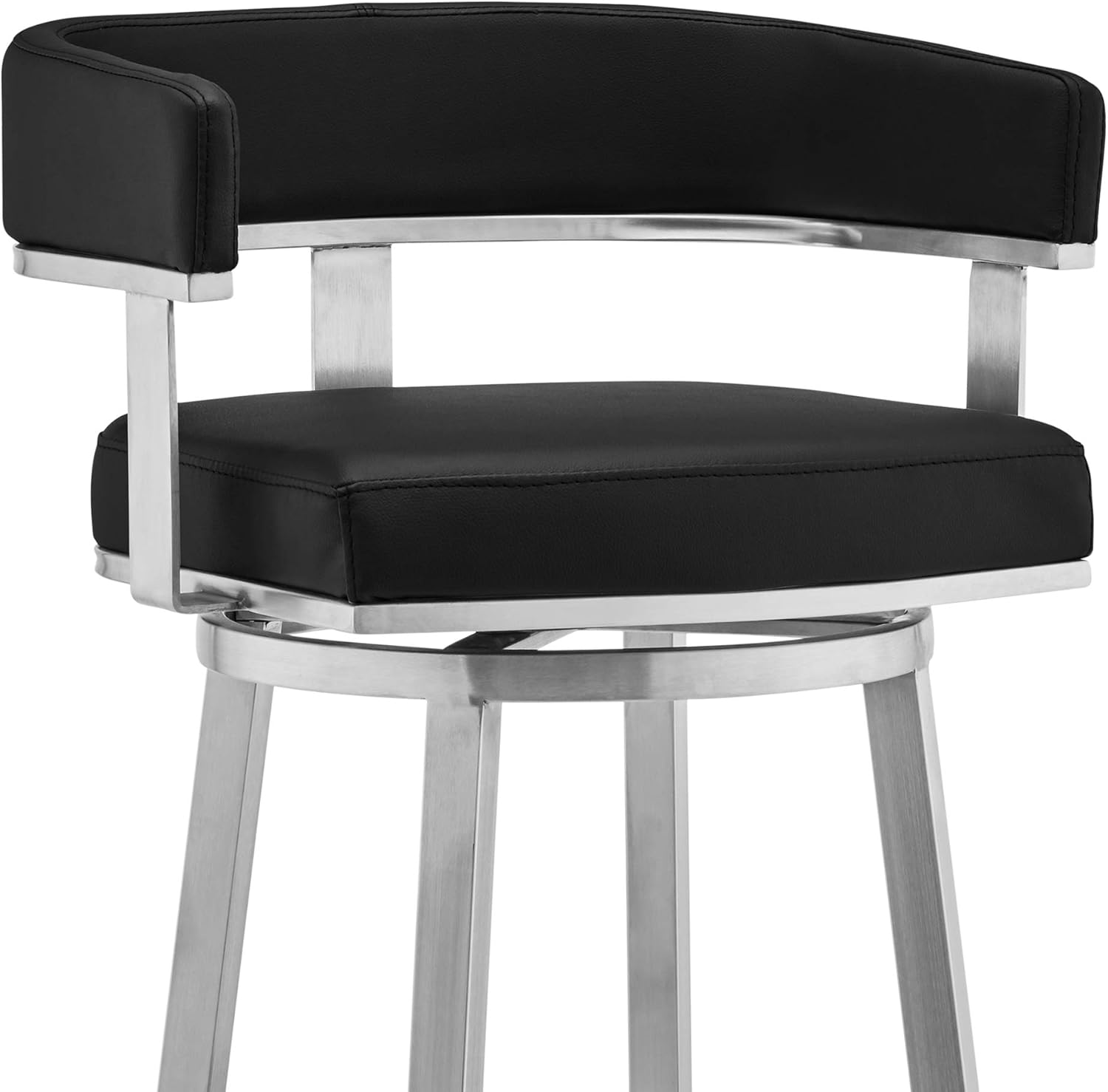 Armen Living Cohen 26" Black Faux Leather Swivel Bar Stool H286027