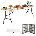 HKLGorg Folding Table 4 Ft Heavy Duty Fold Up Table Camping Working Table Indoor Outdoor Plastic Folding Table Utility Party Dining Table Easy to Assemble with Lock Function White