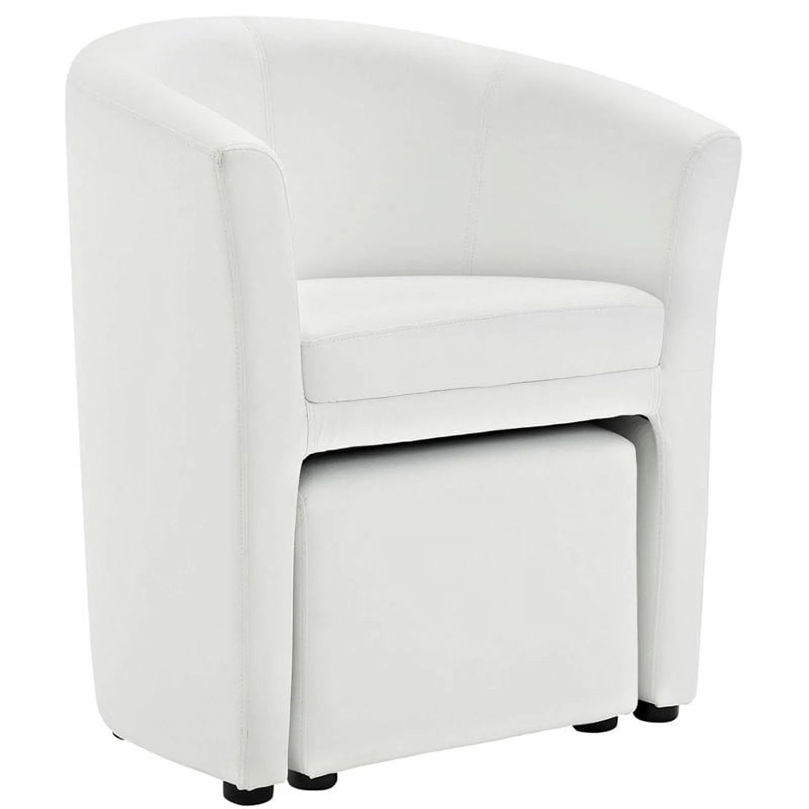 Home Square 2 Piece Faux Leather Accent Chair Set with Ottoman White Z72376