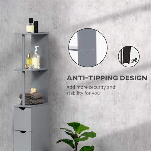 Slim Bathroom Cabinet with 3 Drawers Freestanding Narrow Storage Shelf I7068