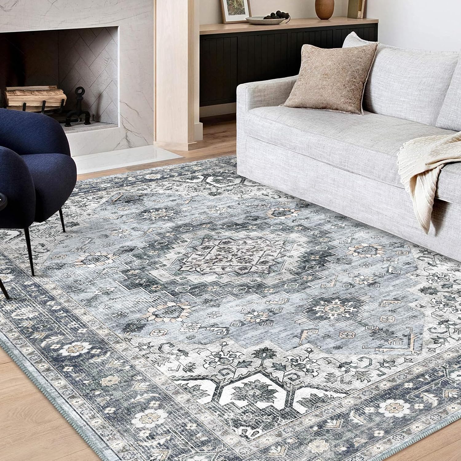5x7 Machine Washable Non-Slip Area Rug S5756