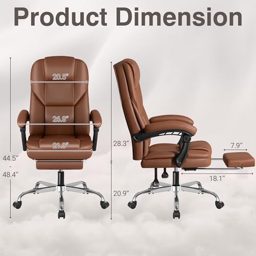Ergonomic High Back Office Chair with Footrest, Reclining Leather, Heavy Duty X223127
