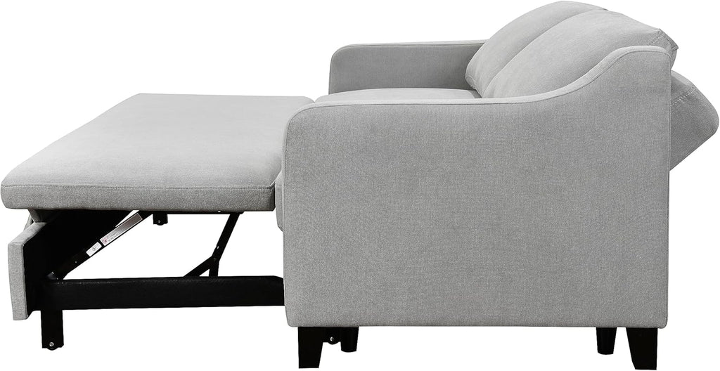 69" 3 in 1 Convertible Queen Sleeper Sofa Bed, Modern Fabric Loveseat Futon, Light Gray M509