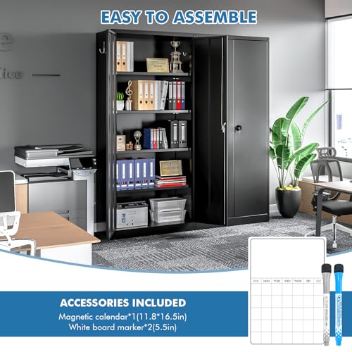 Qiaoxuan Metal Garage Storage Cabinet with 2 Doors and 4 Adjustable Shelves I354