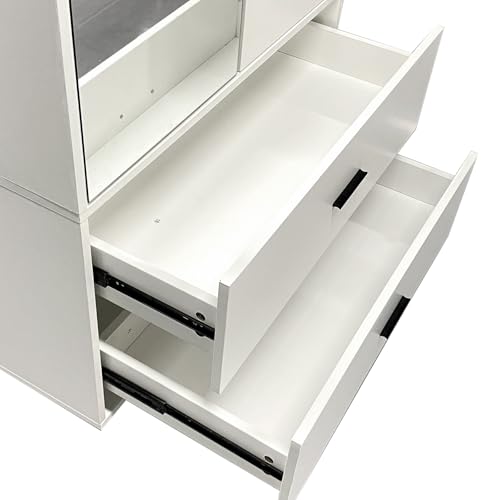White Armoire Wardrobe with Hanging Rod, 2 Doors and Mirror V262384