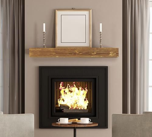 60" Rustic Wood Fireplace Mantel Wall-Mounted Floating Shelf P820