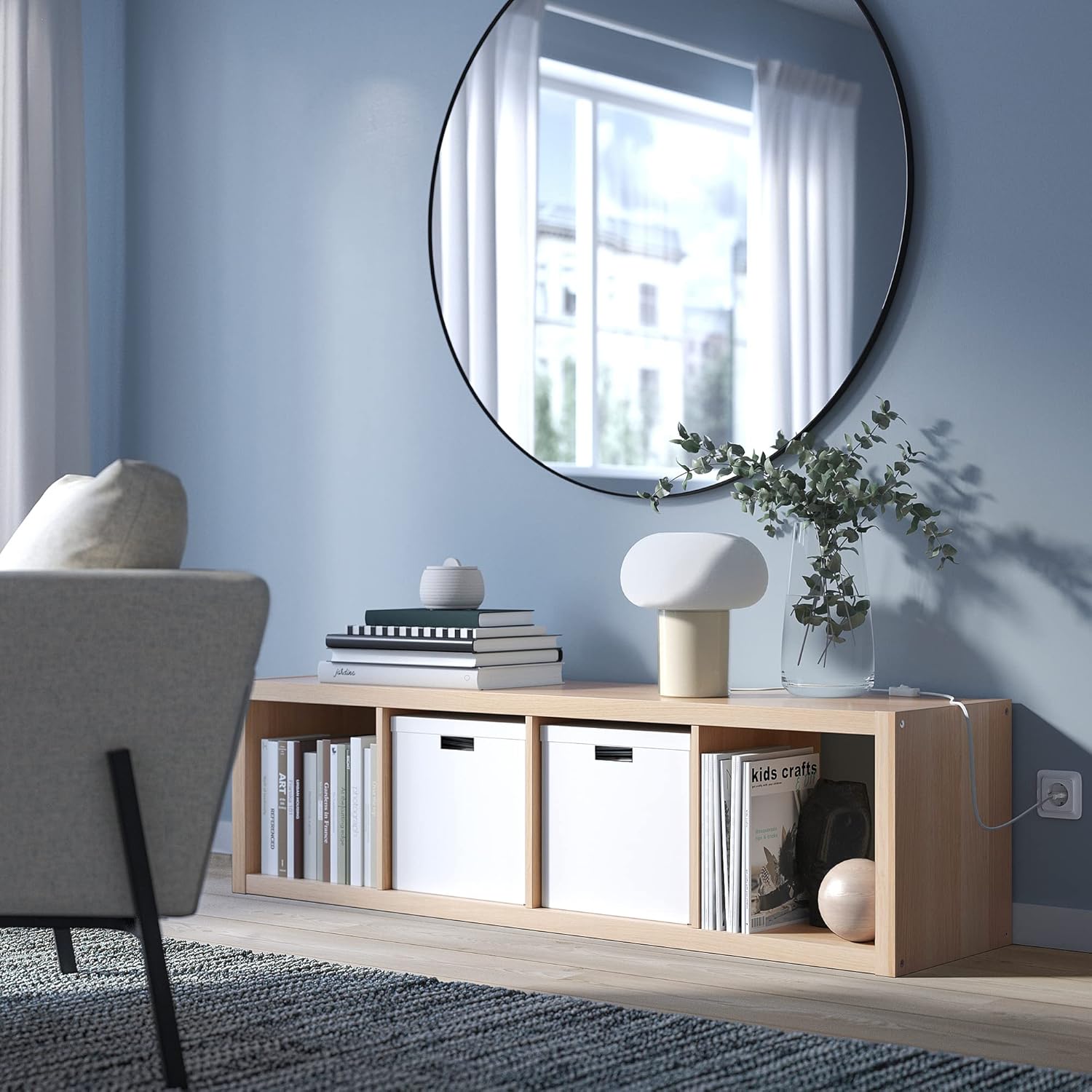 IKEA KALLAX shelving unit white stained oak effect 4 shelf P699084