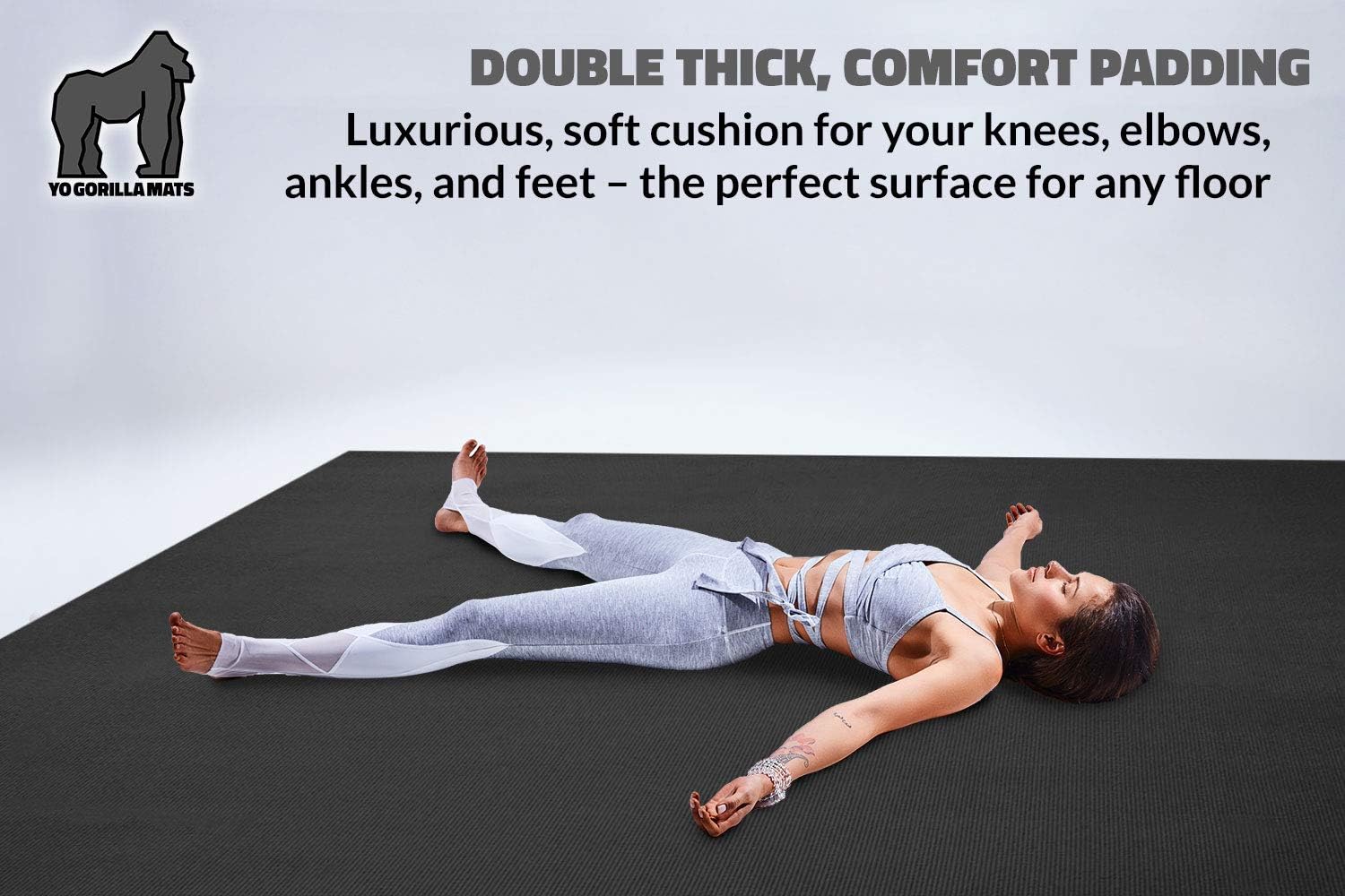 Gorilla Mats Premium Large Yoga Mat 6' x 4' x 8mm Non-Slip Exercise Mat B468248