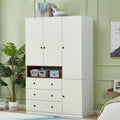 Wooden White 3-Door Armoire Wardrobe Closet with Hanging Rod Bedroom Armoires Wardrobe Closet Large Capacity Wardrobe Cabinet 47.3" W x 20.3" D x 74.2" H