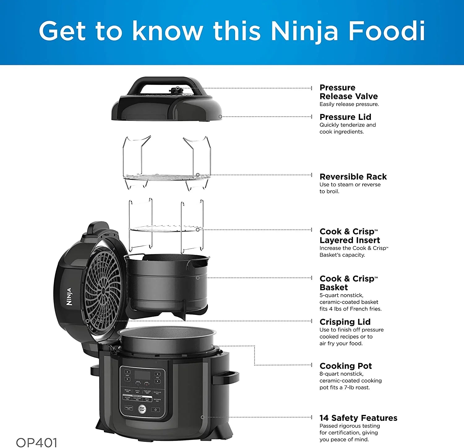 Restored Ninja Foodi 8-Quart 9-in-1 Deluxe XL Pressure Cooker and Air Fryer E5677