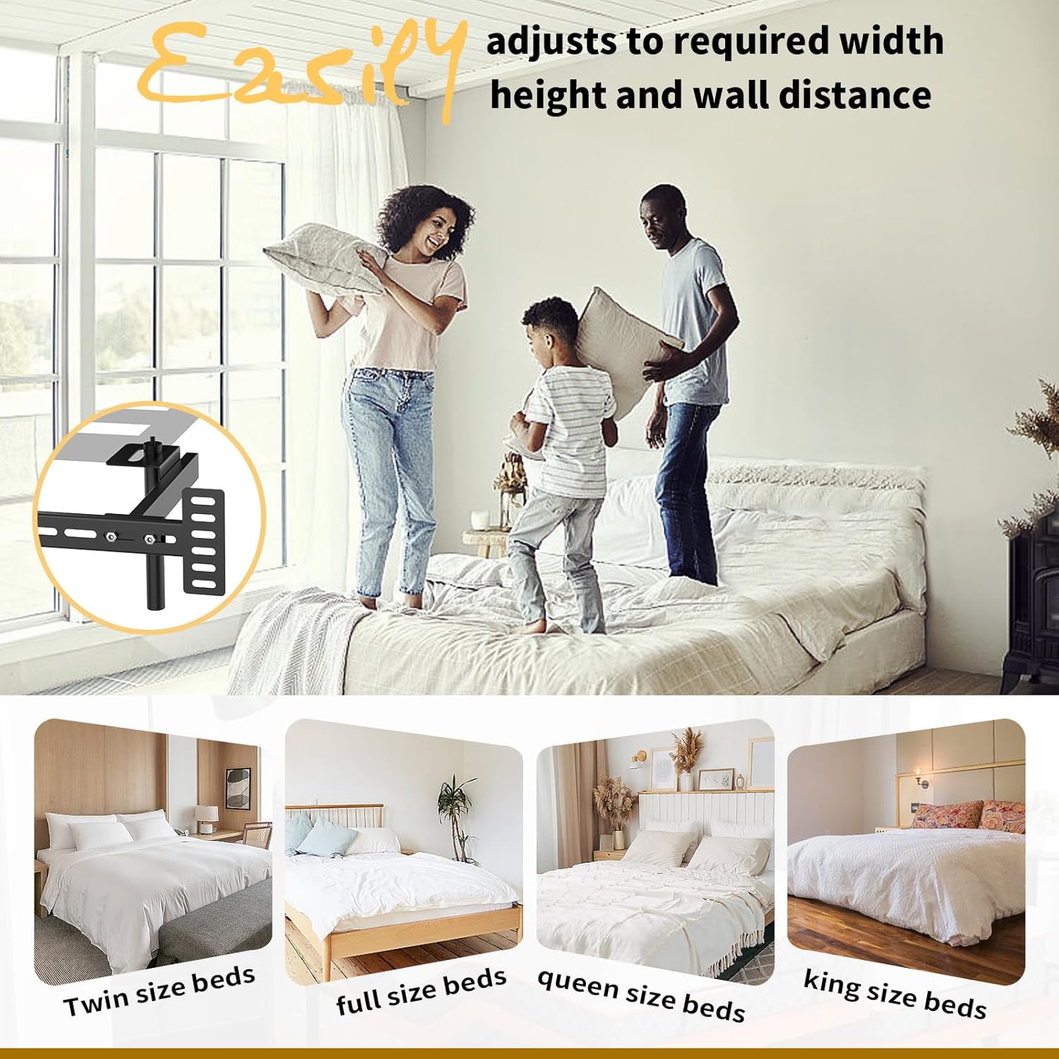Headboard Kit for Adjustable Bed with Brackets, Black O854894