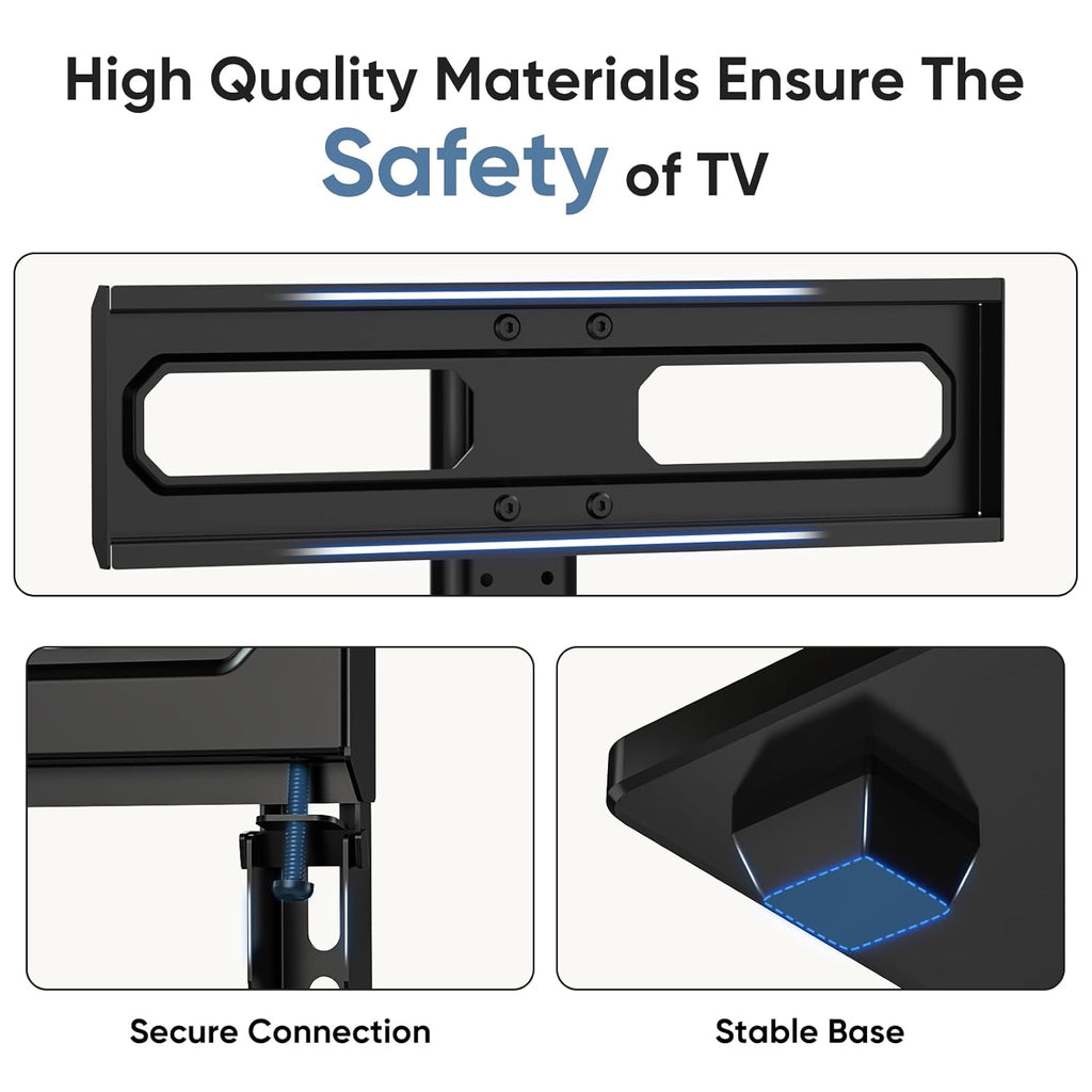 OLIXIS Universal TV Mount Stand for 26-55 inch TVs, Height Adjustable, Tempered Glass Base E252282
