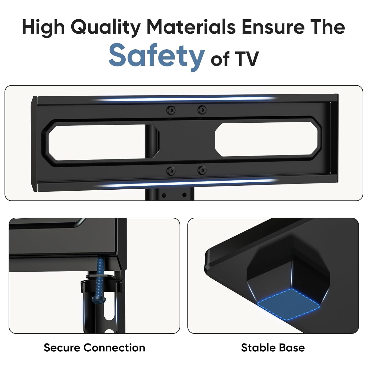 OLIXIS Universal TV Mount Stand for 26-55 inch TVs, Height Adjustable, Tempered Glass Base E252282